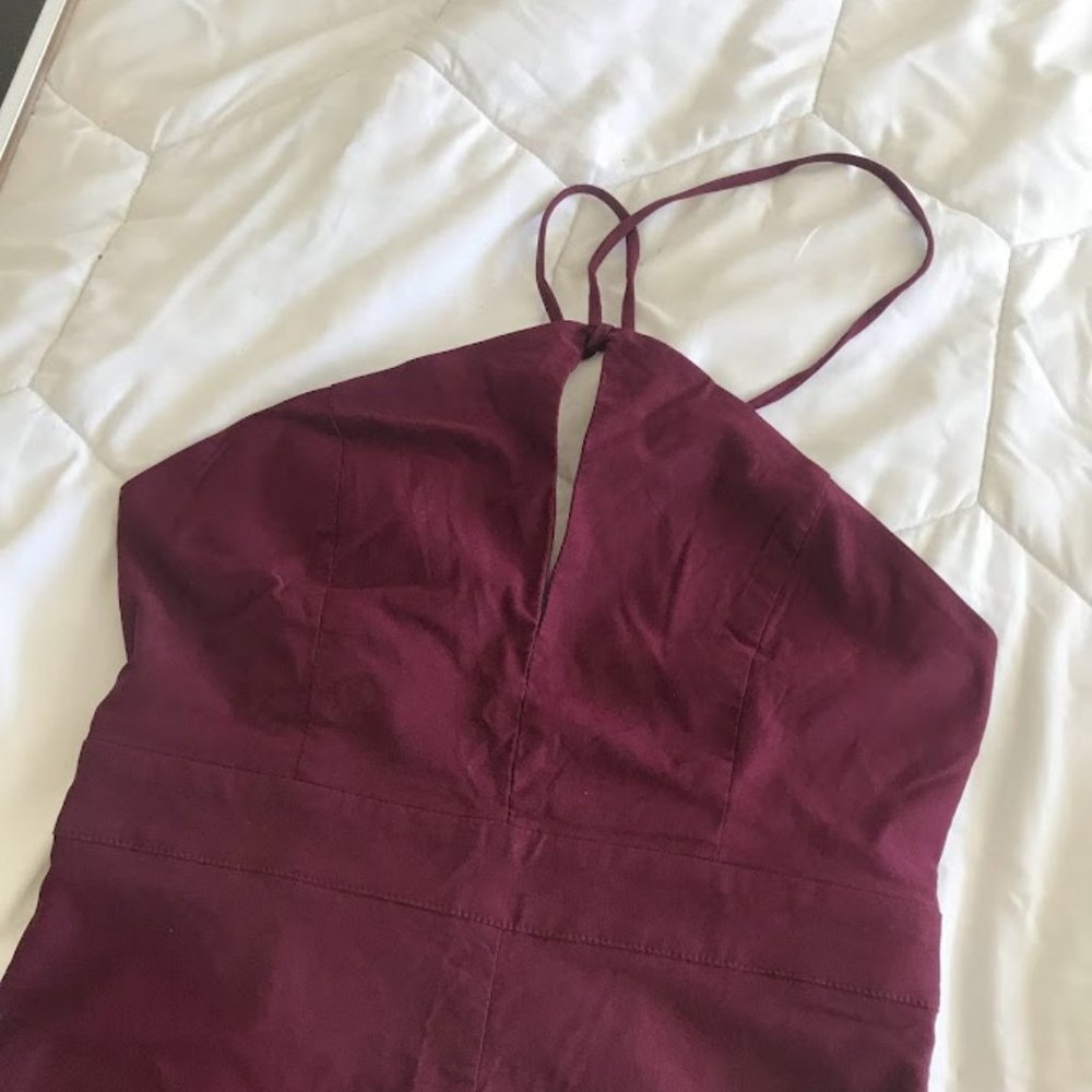Burgundy Romper with flared bottoms